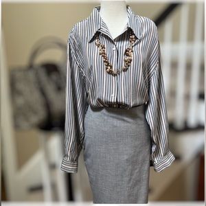Talbots stripped silk shirt